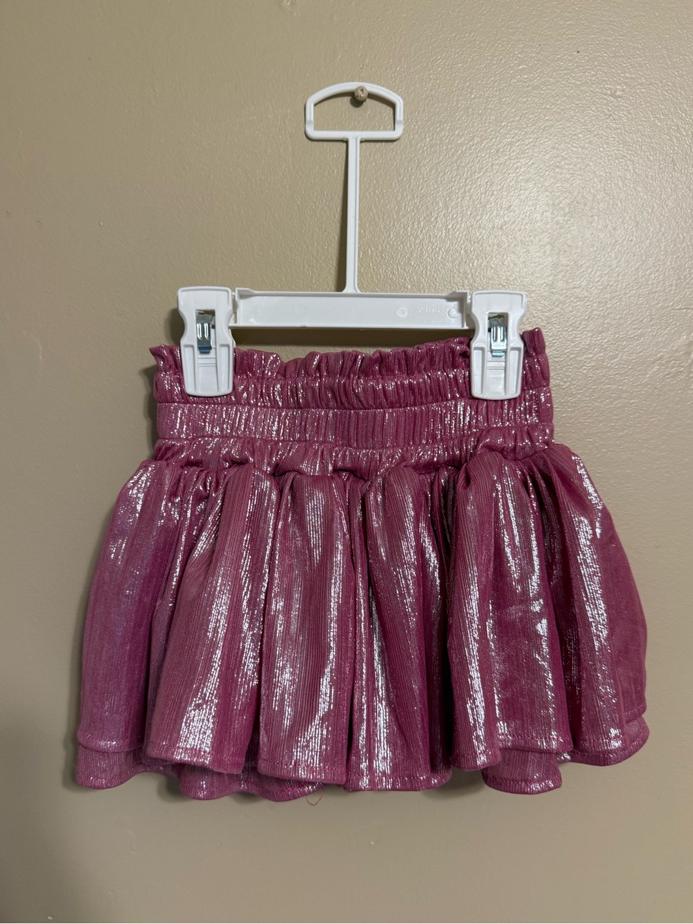 Lola + The Boys Girls Shimmery Pink Elastic Waist Skirt
